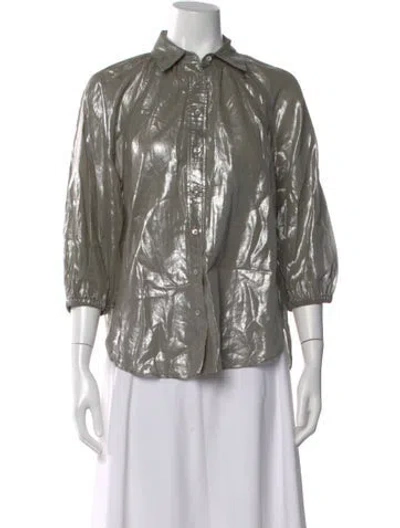 Pre-owned Brunello Cucinelli Three-quarter Sleeve Button-up Top In Multi