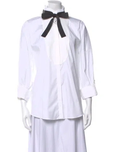 Pre-owned Brunello Cucinelli Three-quarter Sleeve Button-up Top In White