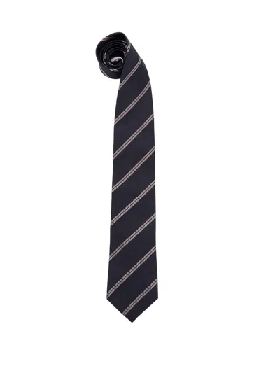 Brunello Cucinelli Diagonal-stripe Silk Tie In Black