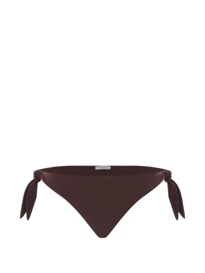 Brunello Cucinelli Tie-fastening Bikini Bottom In Brown