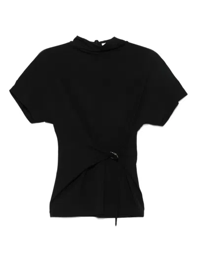 Brunello Cucinelli Tie-front Short-sleeve Top In Black