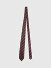 Brunello Cucinelli Striped Silk Tie In Purple