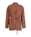 Brunello Cucinelli Women Fluid Viscose And Linen Twill Jacket With Jewellery In Brown
