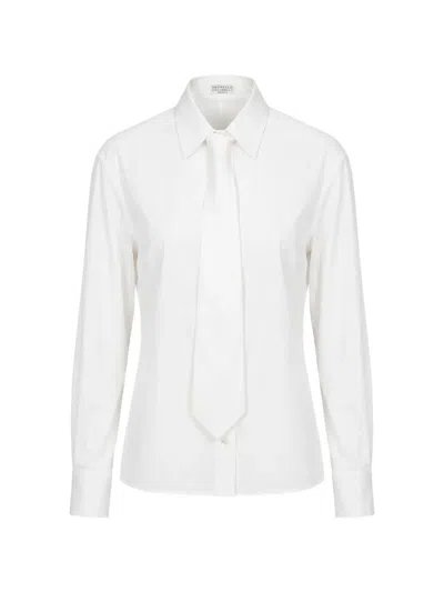 Brunello Cucinelli Tie-detail Long-sleeve Shirt In Transparent