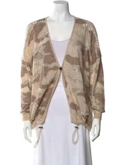 Pre-owned Brunello Cucinelli Tie-dye Print V-neck Sweater In Brown