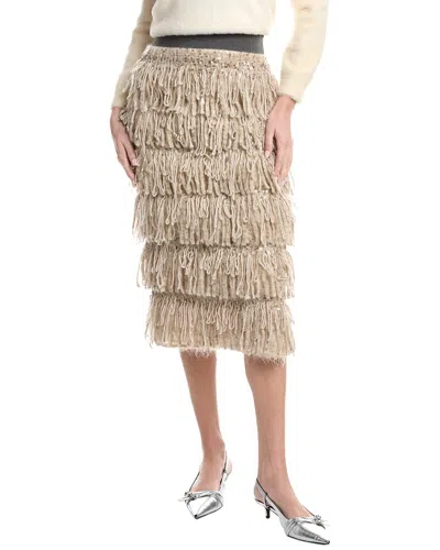 Brunello Cucinelli Tiered Mohair, Cashmere, & Wool-blend Skirt In Neutral
