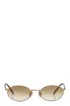 Brunello Cucinelli Womens Pink Bc2006st Oval-frame Titanium Sunglasses In Brown