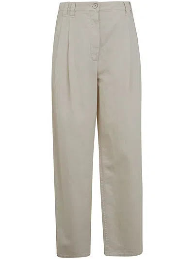Brunello Cucinelli Belt Loops Pleated Design Side Pockets Trousers In Neutral