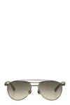 Brunello Cucinelli Men Titanium Aviator Sunglasses In Gray