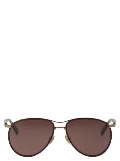 Brunello Cucinelli Titanium Aviator Sunglasses With Polarised Lenses In Brown