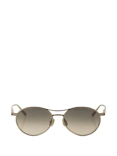 Brunello Cucinelli Titanium Crystal-lens Sunglasses In Gold