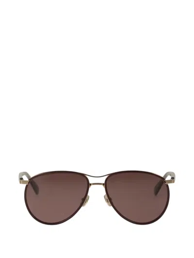 Brunello Cucinelli Titanium Pilot Sunglasses In Brown