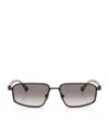 Brunello Cucinelli Titanium Rectangle Jarama Sunglasses In Brown