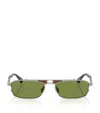 Brunello Cucinelli Womens Silver Bc2010st Paloma Rectangular-frame Metal Sunglasses In Green