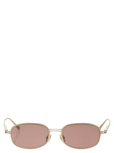 Brunello Cucinelli Titanium Sunglasses With Slim Square Frame In Brown