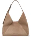 Brunello Cucinelli Tobacco Brown Calf Suede Handbag With Velvet Effect In Neutral