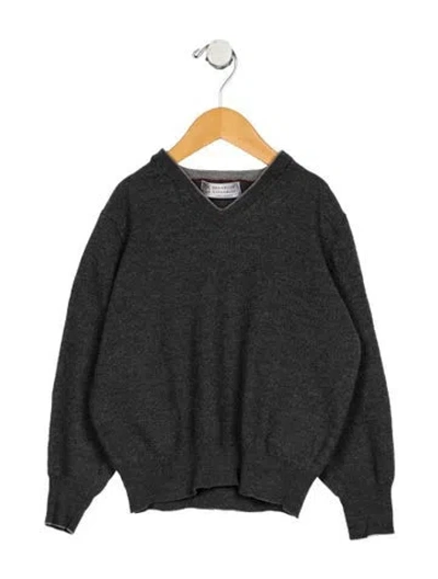 Pre-owned Brunello Cucinelli Babies' Toddler Boys Branded Sweater In Gray
