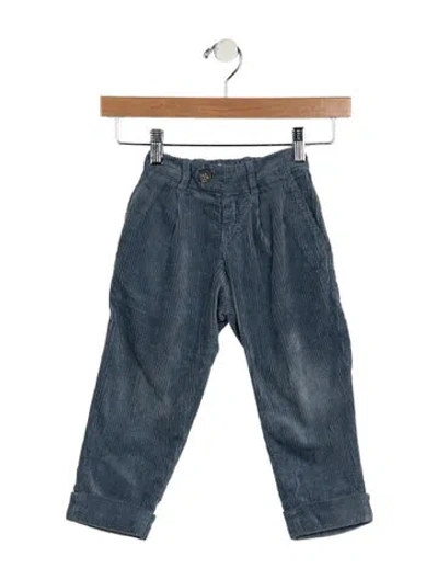 Pre-owned Brunello Cucinelli Babies' Toddler Boys Button Closure Corduroy Pants In Blue