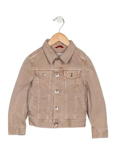 Pre-owned Brunello Cucinelli Babies' Toddler Boys Button Closure Flap Pocket Jacket In Brown