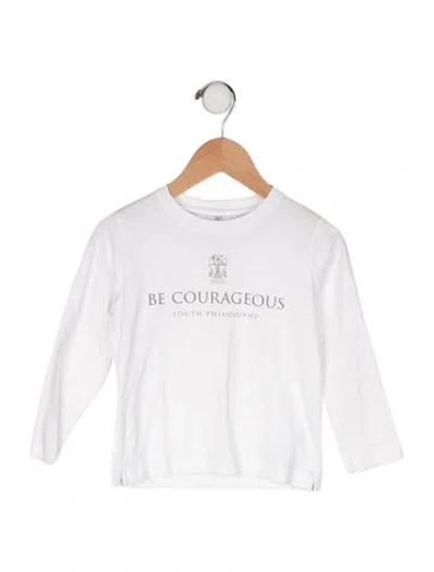Pre-owned Brunello Cucinelli Babies' Toddler Boys' Graphic Printed Long Sleeve T-shirt In White
