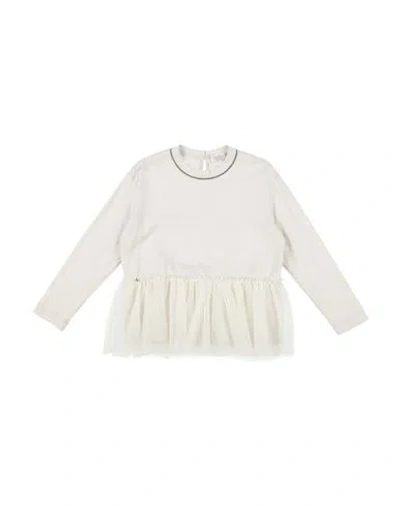 Brunello Cucinelli Babies'  Toddler Girl T-shirt Off White Size 4 Cotton, Polyamide, Ecobrass