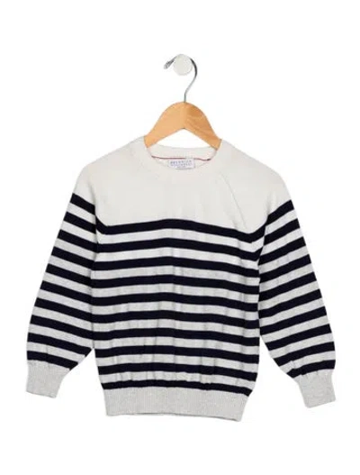 Pre-owned Brunello Cucinelli Babies' Toddler Girls Knitted Pattern Printed Sweater In Gray