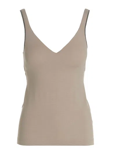 Brunello Cucinelli Monile Tank Top In Cream