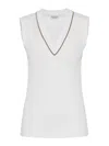 Brunello Cucinelli Stretch-cotton V-neck Top