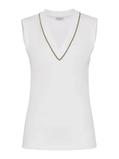BRUNELLO CUCINELLI TOP - BLANCO