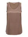 Brunello Cucinelli Brown Satin Reversible Top In Brown