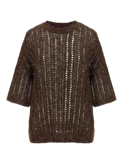 BRUNELLO CUCINELLI TOP RUSTIC DAZZLING NET IN JERSEY