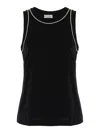 Brunello Cucinelli Monile Sleeveless Crew Neck Tank Top In Negro