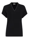 Brunello Cucinelli Short-sleeve T-shirt With V-neckline In Black