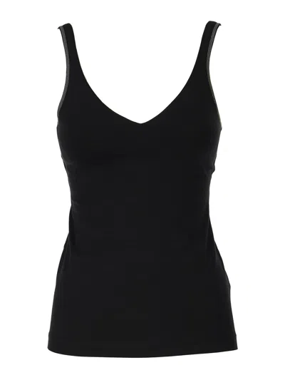 Brunello Cucinelli Embellished Strap Tank Top In Black