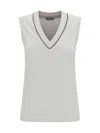 Brunello Cucinelli Ribbed Jersey Top In White