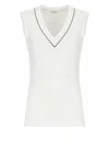 Brunello Cucinelli Stretch-cotton V-neck Top