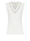 Brunello Cucinelli Stretch-cotton V-neck Top