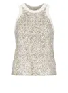 Brunello Cucinelli Stretch Cotton Jersey Top With Dazzling Net Embroidery In Gray
