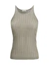 Brunello Cucinelli Shimmer Ribbed Tank Top In Gray