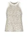 Brunello Cucinelli Sequin Embellished Sleeveless Tank Top In Beige