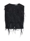 Brunello Cucinelli Feather-detailing Sleeveless Top In Black