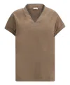 Brunello Cucinelli T-shirt With Embellishments In Brown