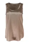 Brunello Cucinelli Brown Satin Reversible Top In Brown