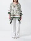 Brunello Cucinelli Green Herbarium Print Pongée Top With Monili In Grün