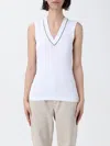Brunello Cucinelli Ribbed Jersey Top In White