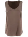 Brunello Cucinelli Brown Satin Reversible Top In Cacao