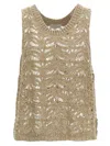 Brunello Cucinelli Dazzling Open Knit Sleeveless Top