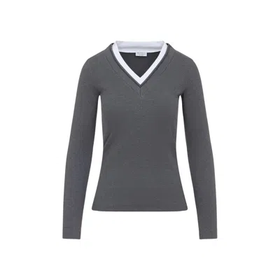 Brunello Cucinelli Long-sleeved T-shirt In Gray