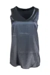 Brunello Cucinelli Sleeveless Silk Top In Grey