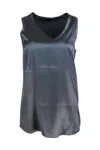Brunello Cucinelli Sleeveless Silk Top In Grey